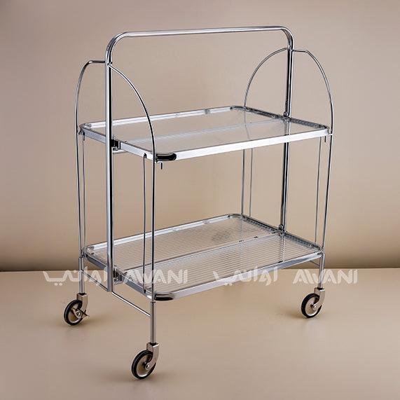 Stainless Steel Utility Trolley with Two Shelves -  Silver