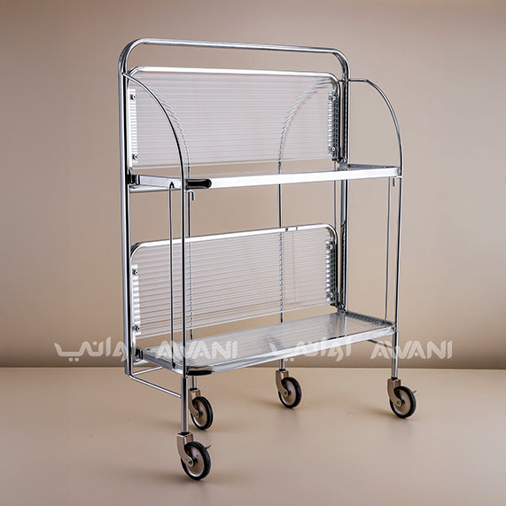 Stainless Steel Utility Trolley with Two Shelves -  Silver