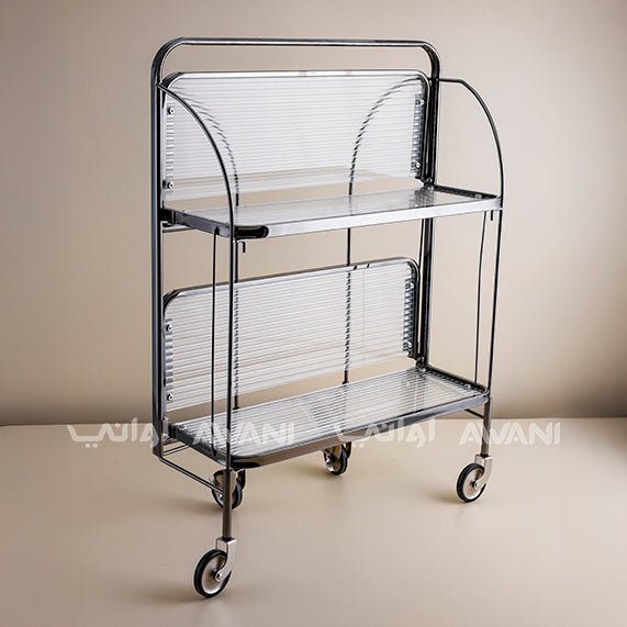 Stainless Steel Utility Trolley with Two Shelves -  Silver