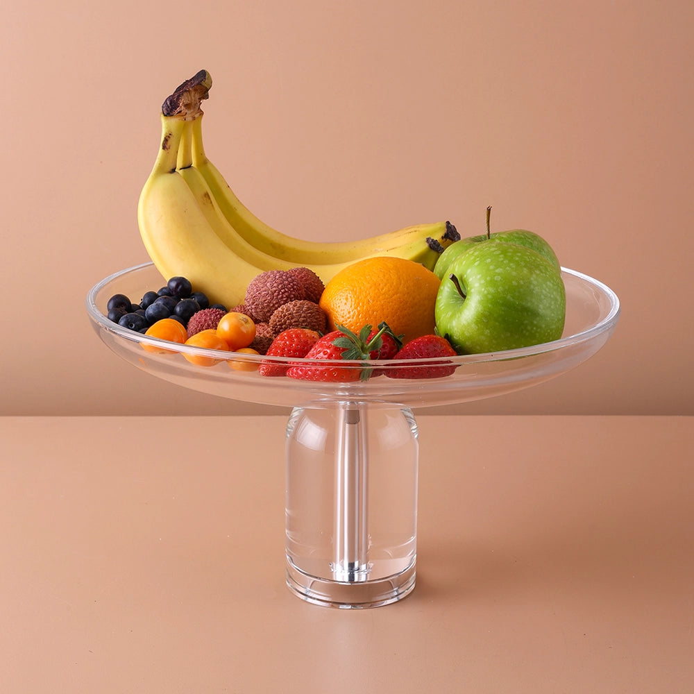 Covered Round Crystal Fruit Bowl with Stand