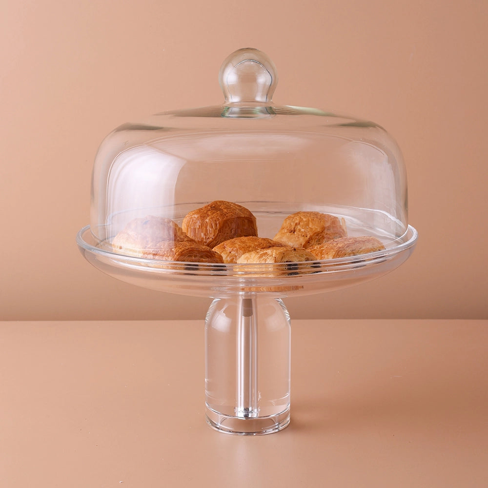 Covered Round Crystal Fruit Bowl with Stand
