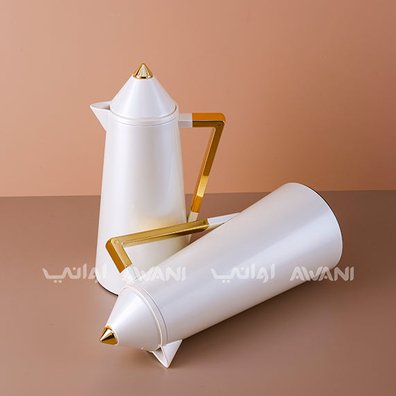 Flask Stainless Steel White and Gold