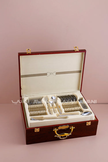 95-Piece Stainless Steel Cutlery Set with Wooden Case