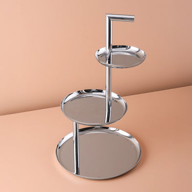 Sleek Stainless Steel 3-Tier Display Stand with Zigzag Design