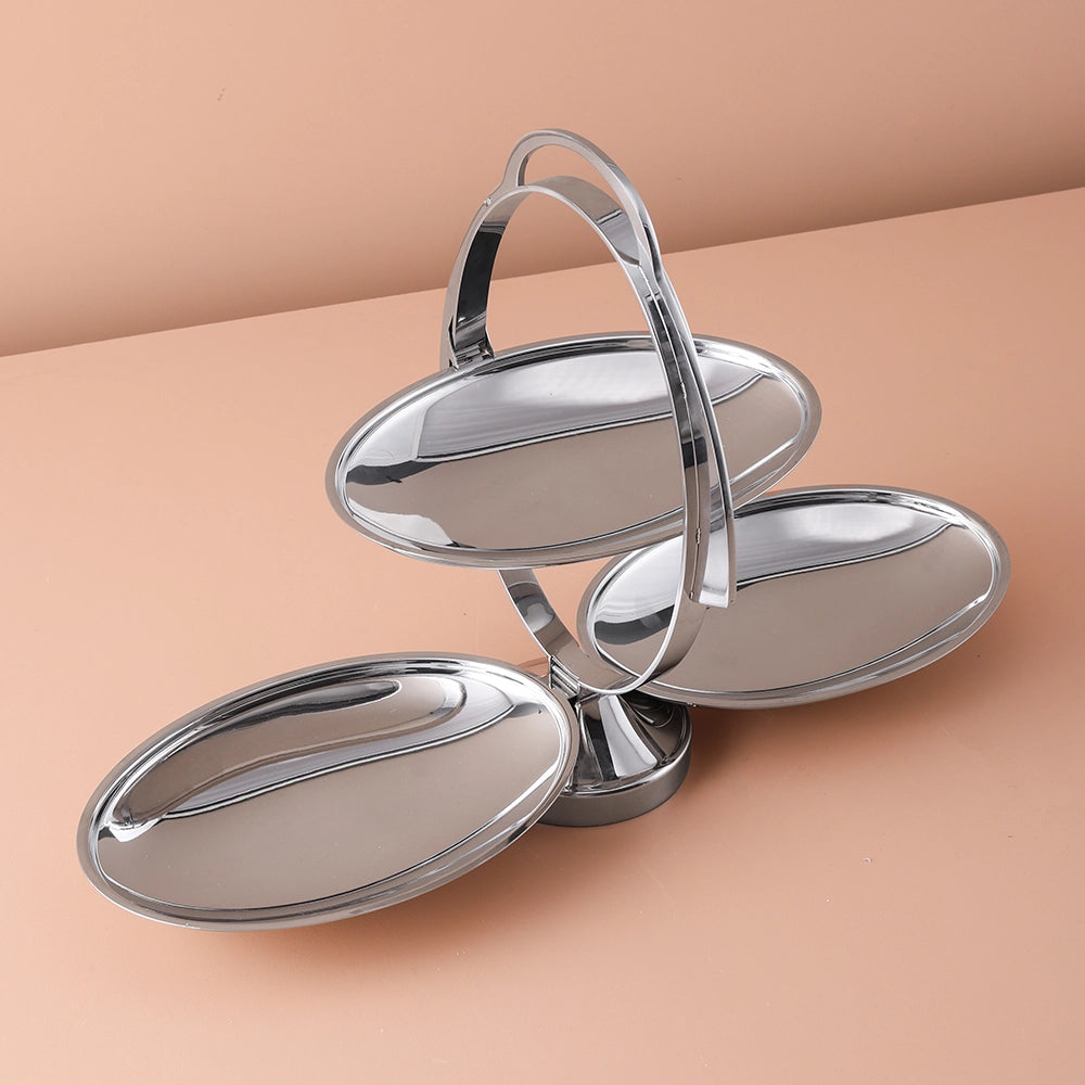 Portable Foldable 3-Tier Stainless Steel Cake Stand