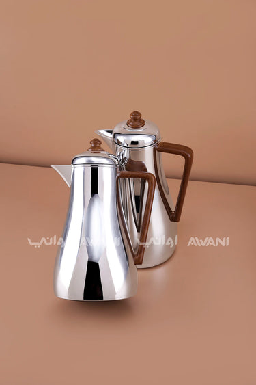 NOOR DALLAH/FLASK SET FOR TEA & COFFEE - 03 BROWN WOOD COLOR HANDLE
