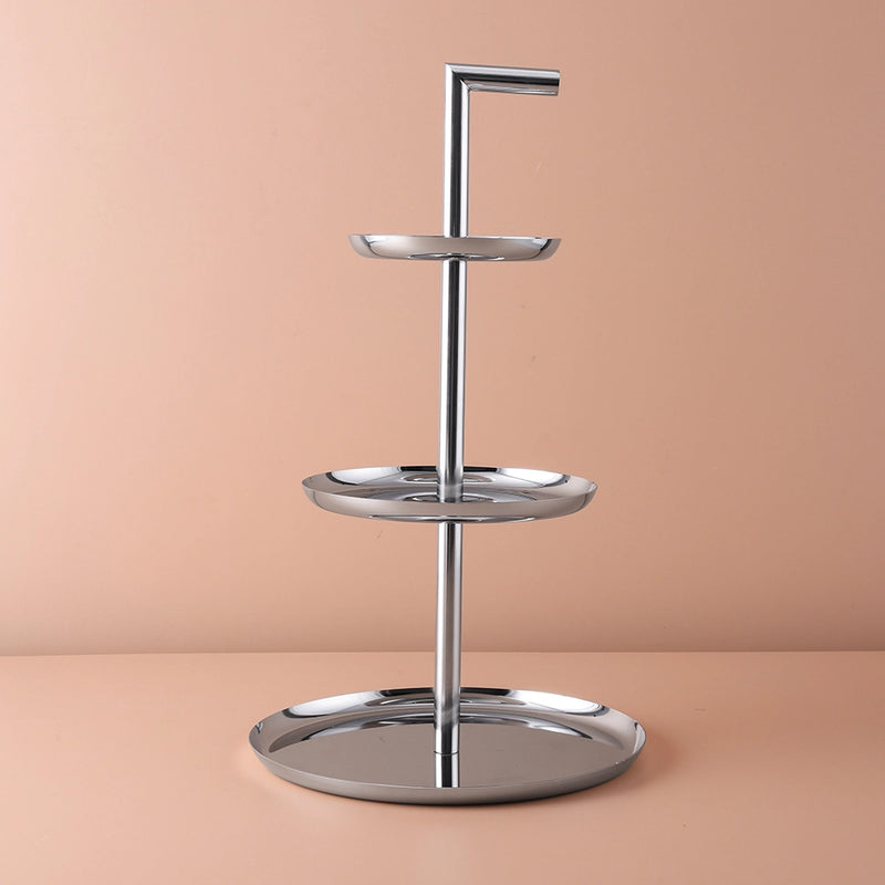 حامل كيك فاخر من الفولاذ المقاوم للصدأ بثلاث طبقات - حامل عرض حلويات عصري للحفلات والمناسبات