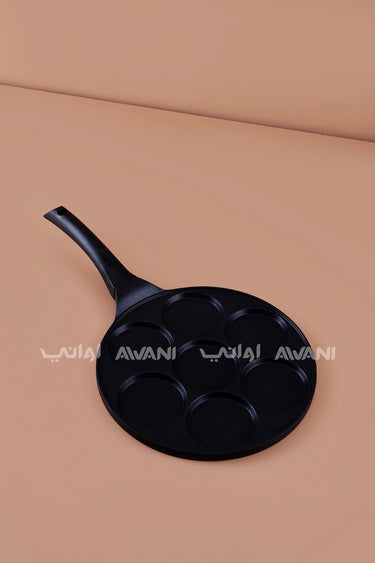 Die-Cast Aluminium Pancake Maker – 7-Pit Non-Stick Griddle Pan, Soft-Touch Bakelite Handles, Heat-Resistant Exterior, Durable Cast Aluminium