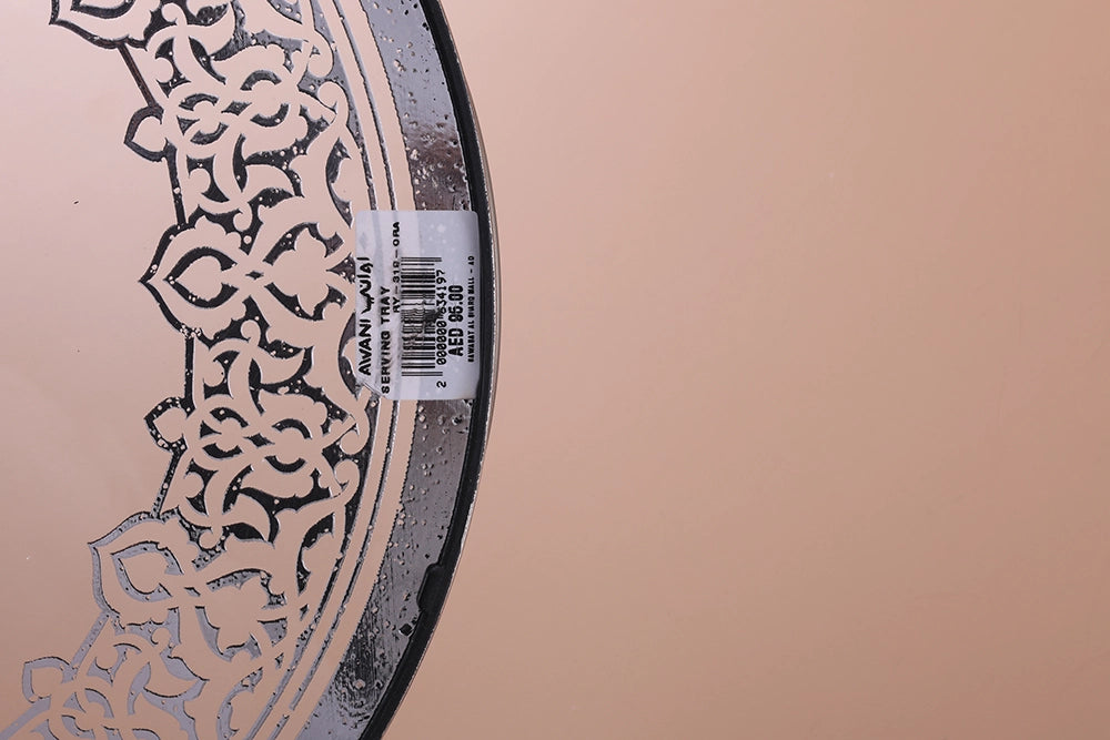 Round Flower Pattern Designed Serving Tray Dessert Platter Small And Large (silver color )