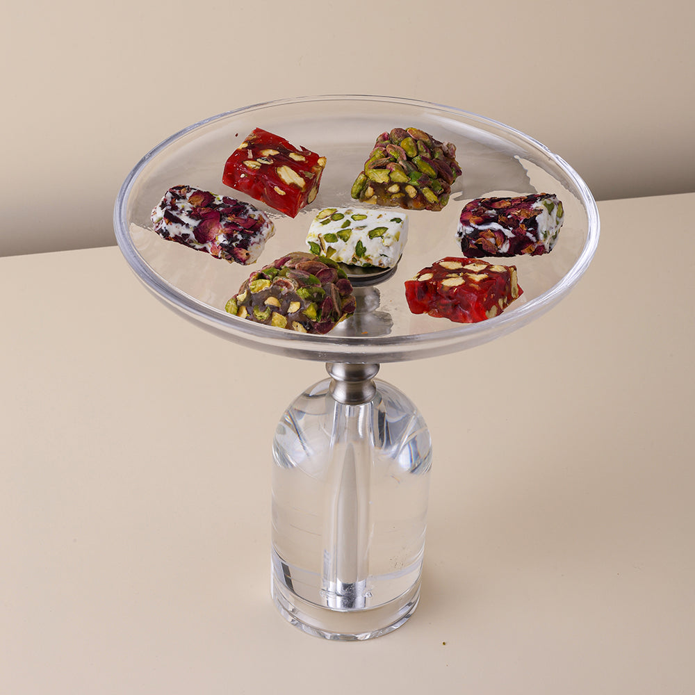 Glass Bowl  with a clear Cover and Silver Handle