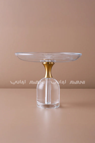 Medium Clear Crystal Bowl with Gold Stand
