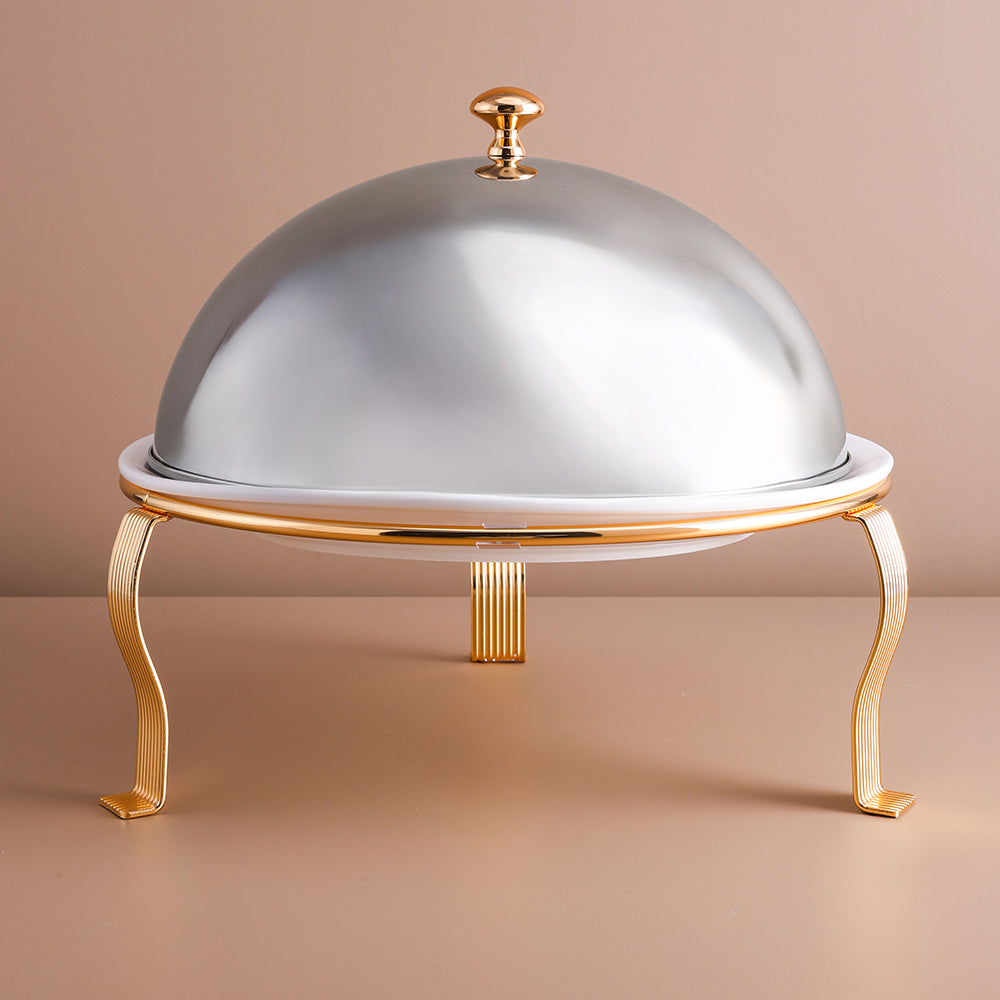 Premium Serving Dish Gold Stand with Protective Cover - Big