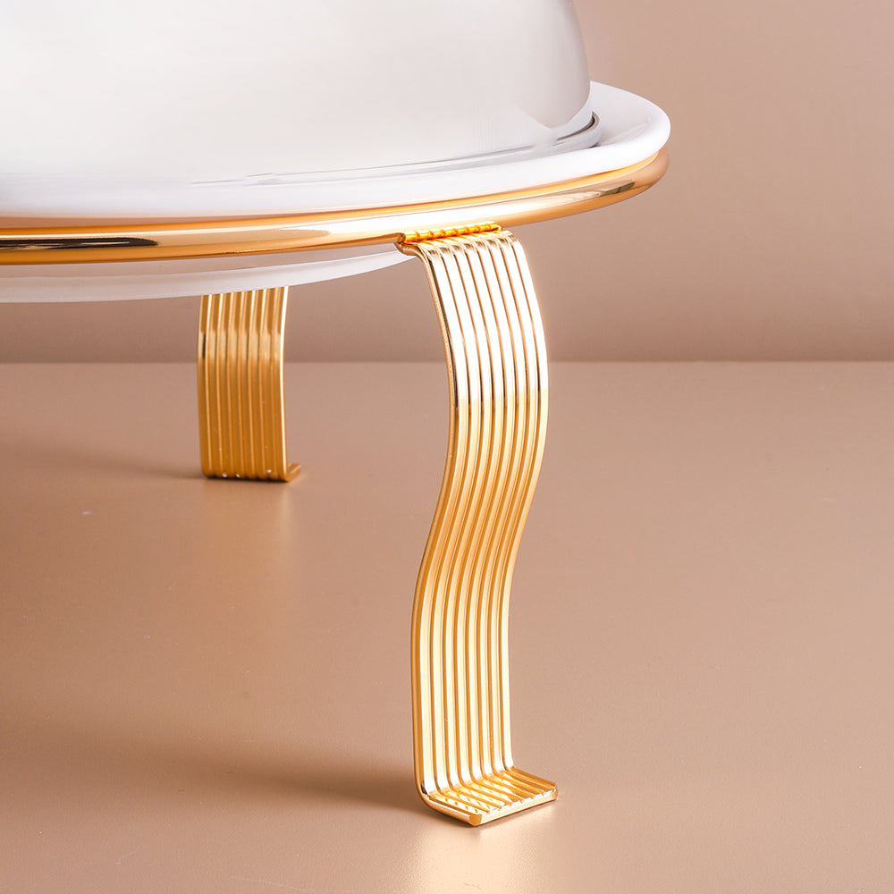 Premium Serving Dish Gold Stand with Protective Cover - Big