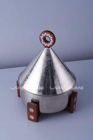 Cone Cover Hot Pot – Silver & Wood, 2500 ML