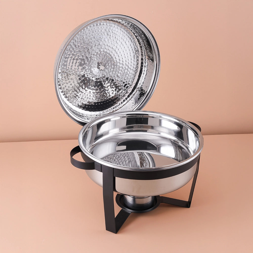 Tri-Glow Premium Chafing Dish – Silver & Black Coloured Buffet Food Warmer - 5 Ltr