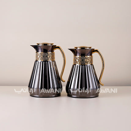 Royal Classic Insulated Flask Set – 1L & 0.75L (Brown and Gold Finish)