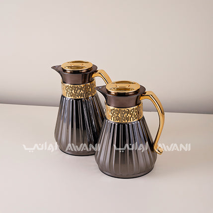 Royal Classic Insulated Flask Set – 1L & 0.75L (Brown and Gold Finish)