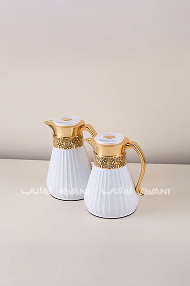 Royal Classic Insulated Flask Set – 1L & 0.75L (White  and Gold Finish)