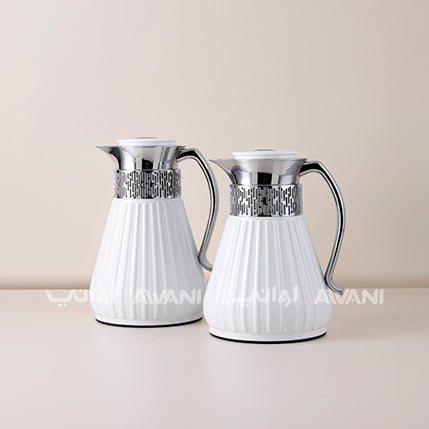 Royal Classic Insulated Flask Set – 1L & 0.75L (White and Silver Finish)