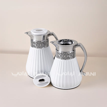Royal Classic Insulated Flask Set – 1L & 0.75L (White and Silver Finish)