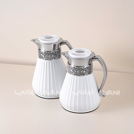 Royal Classic Insulated Flask Set – 1L & 0.75L (White and Silver Finish)
