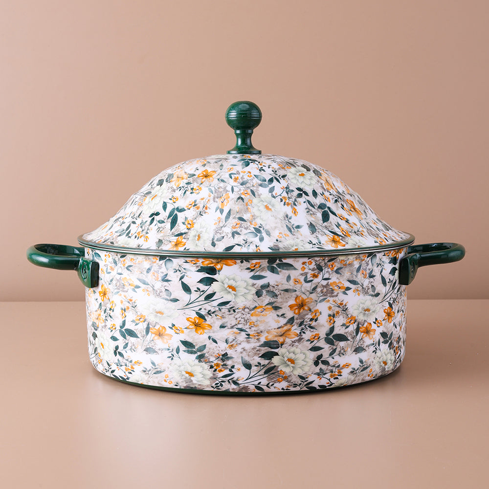 Green Leaf Flower Hot Pot with Lid 2500 ML- Fancy Design