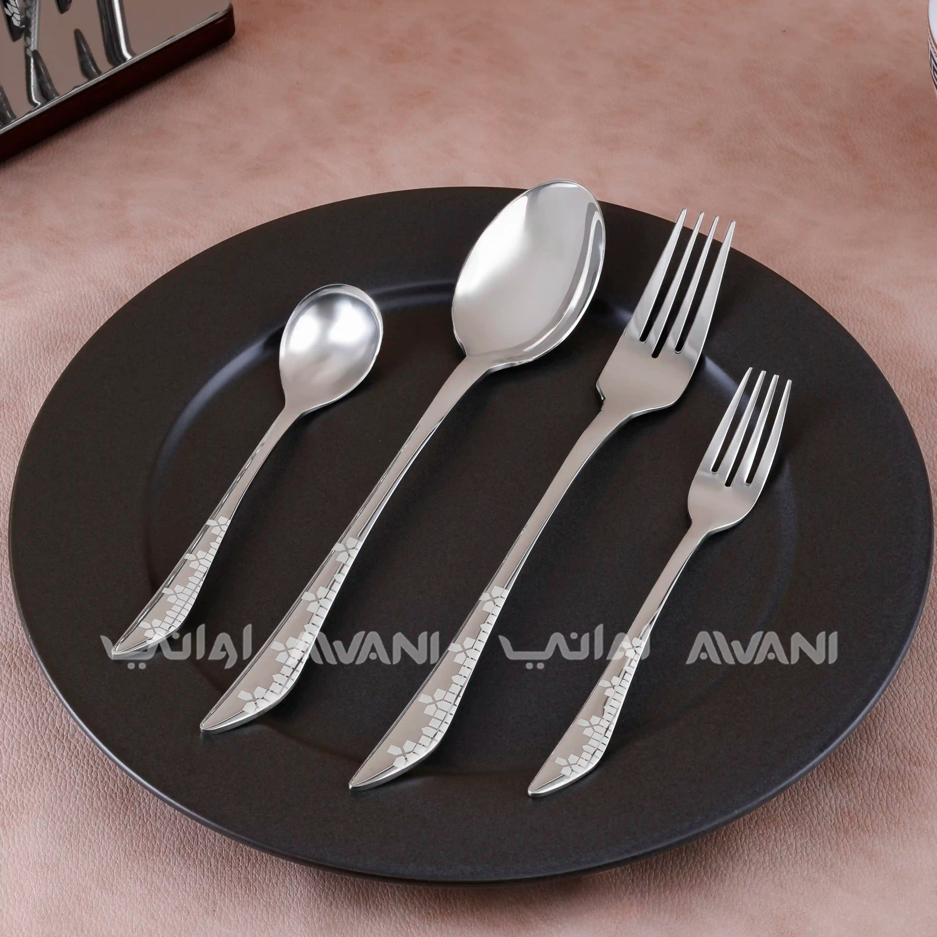 Sparkling Silver Cutlery Set with Charming Wooden Stand - 48 Pcs