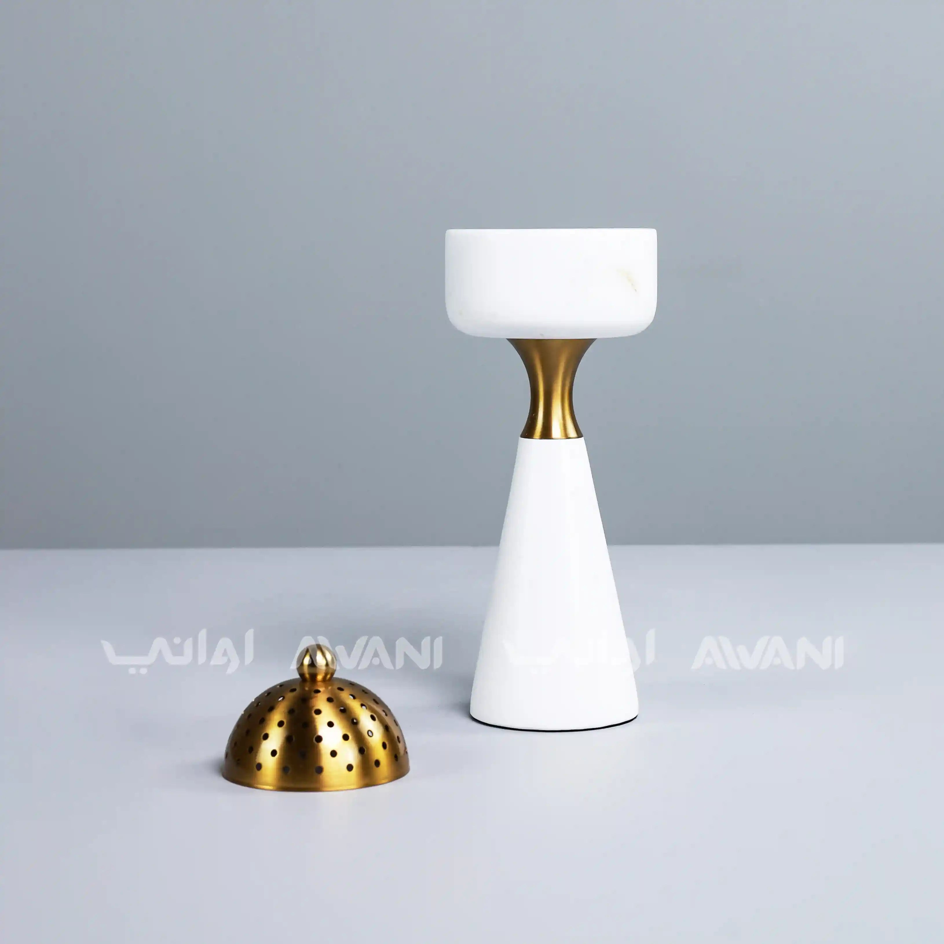Modern Ceramic White & Gold Burner Holders with Cover
