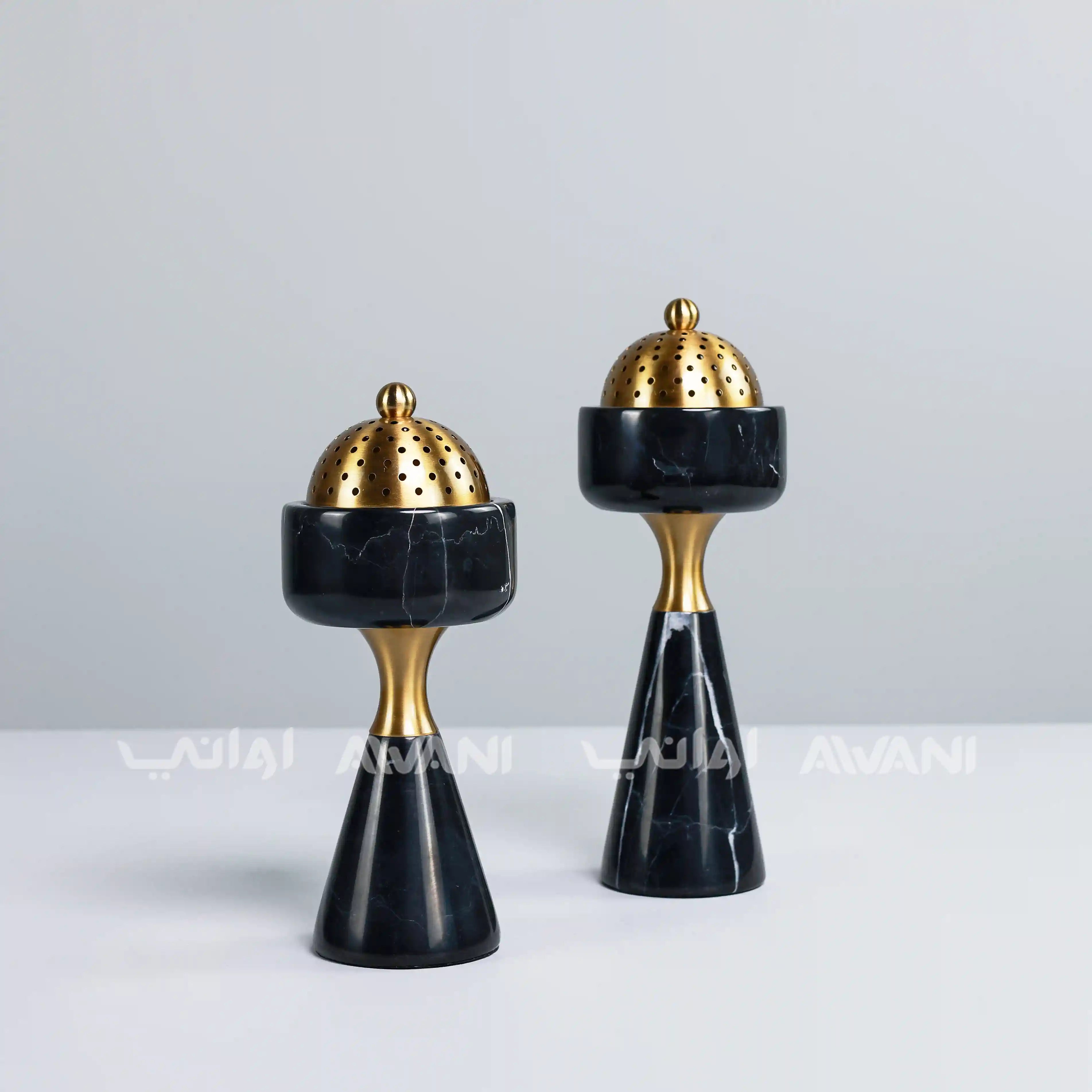 Modern Ceramic Black & Gold Burner Holders with Cover