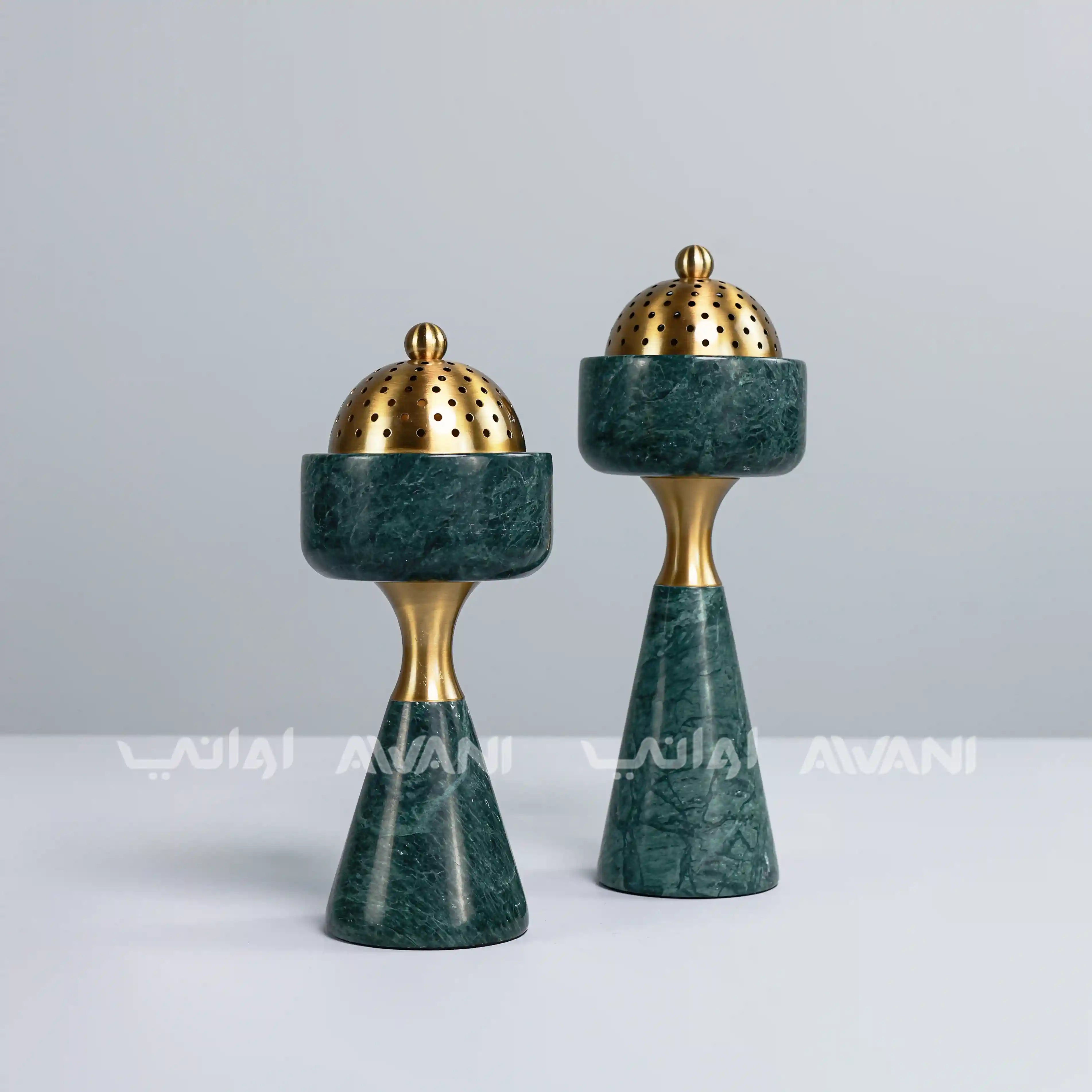 Modern Ceramic Green & Gold Burner Holders with Cover