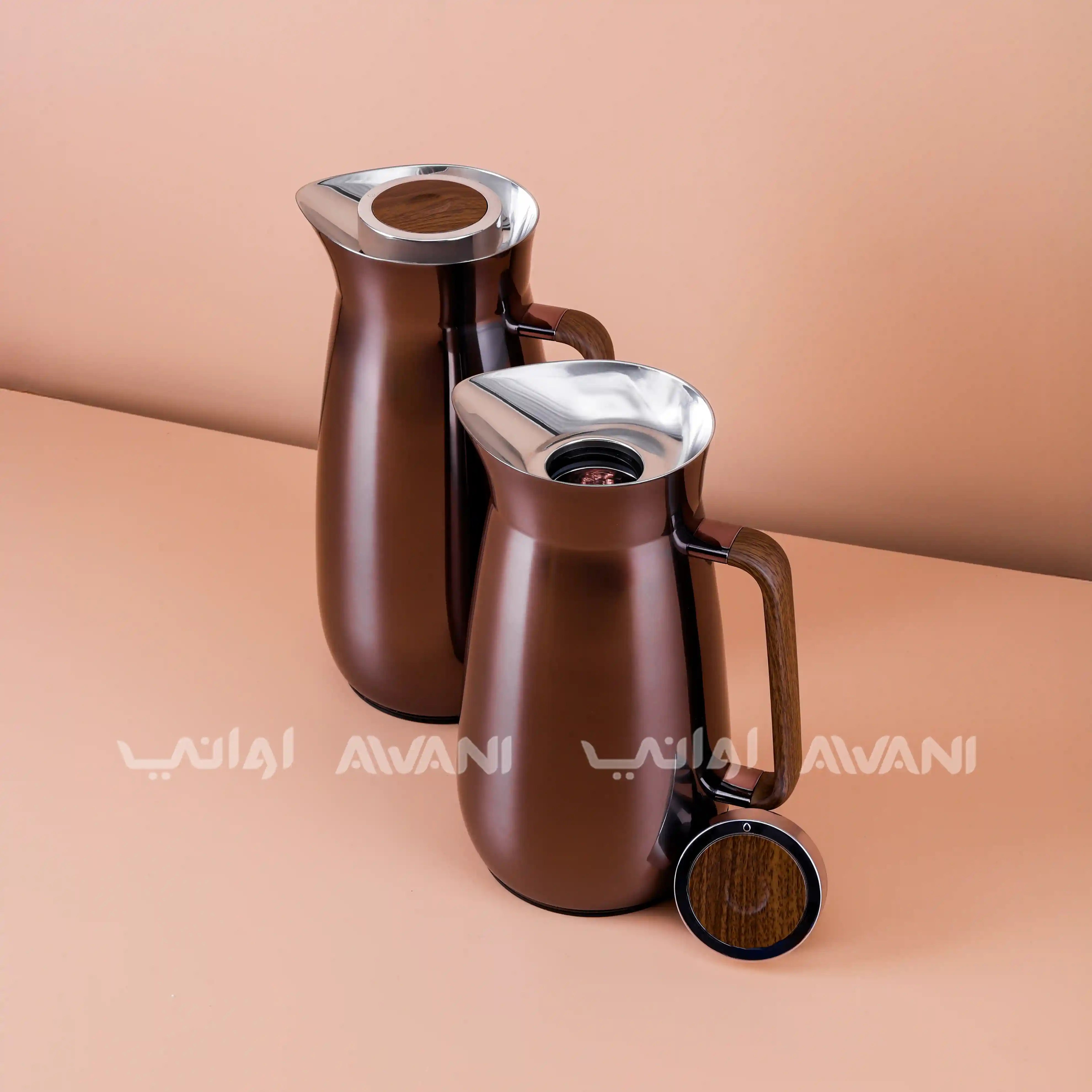Luxury Brown Stainless Steel Vacuum Flask Set 1L & 0.8L | Insulated Thermal Jug for Hot & Cold Drinks  |