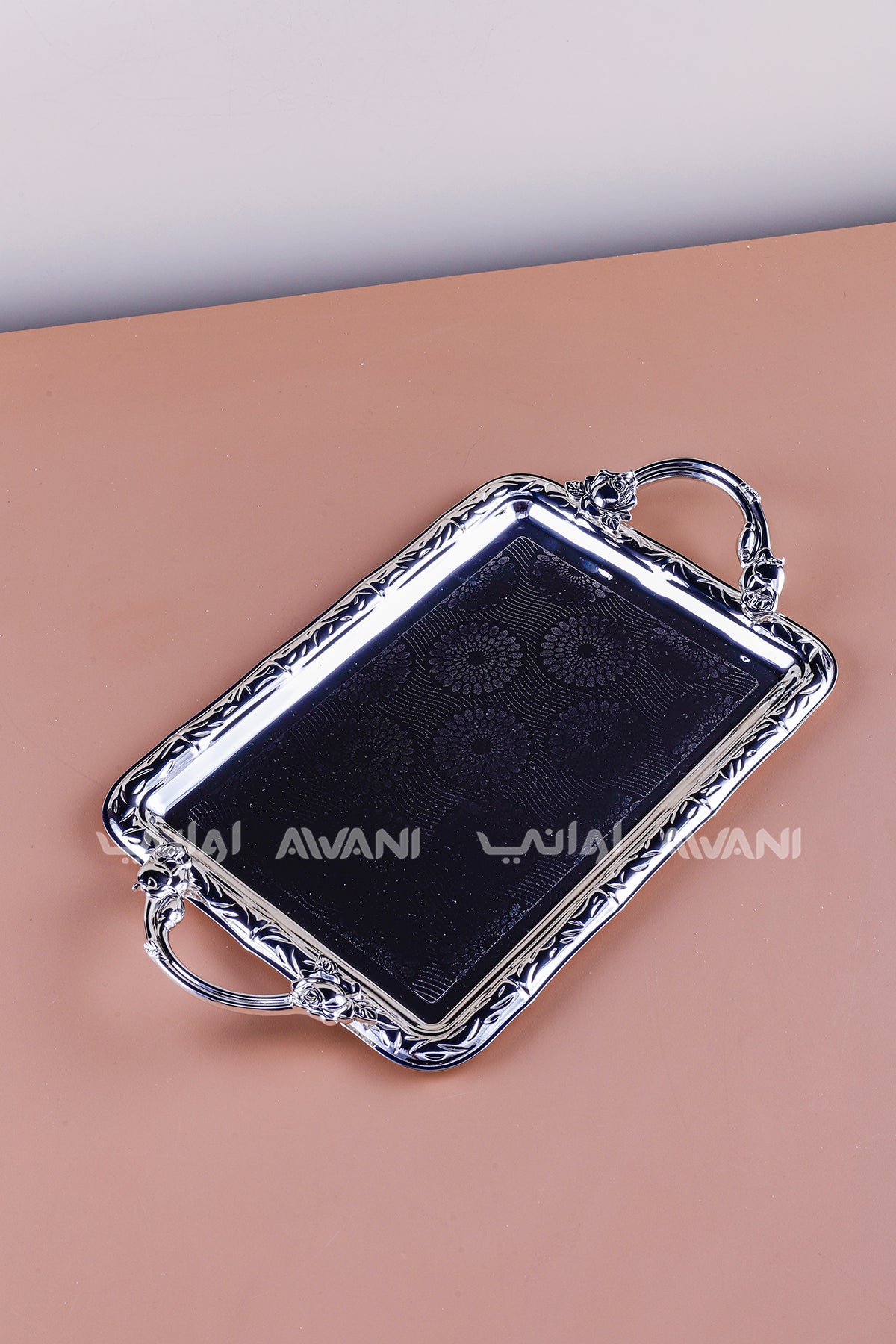 2 Pcs Luxury Silver Tray | Decorative Metal Serving Platter