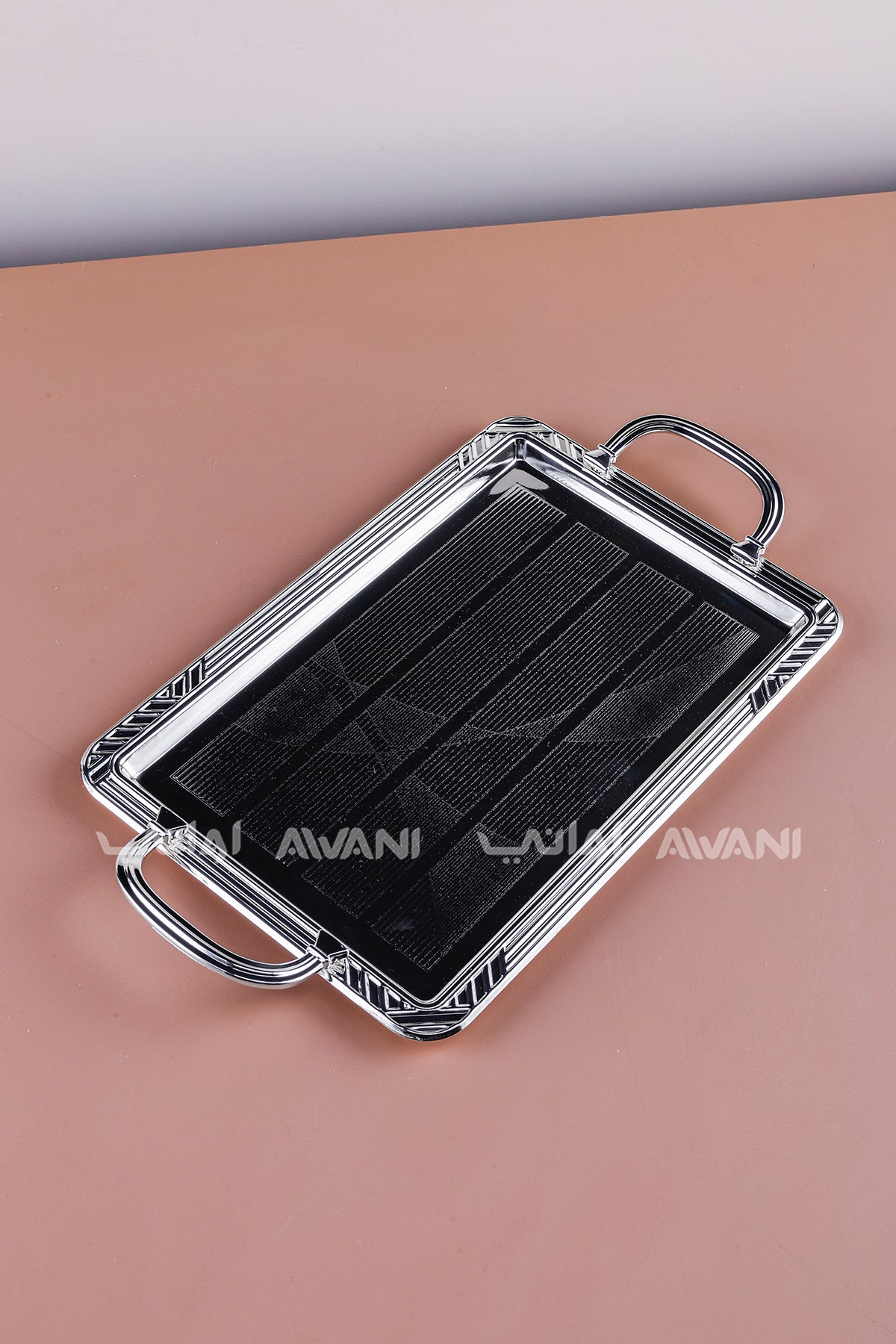 2 Pcs Luxury Silver Tray | Decorative Metal Serving Platter