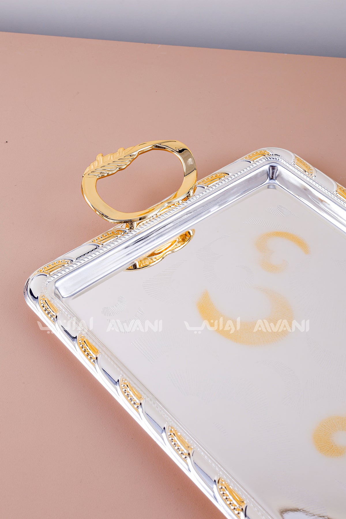 Luxury Silver & Gold Tray | Decorative Metal Serving Platter