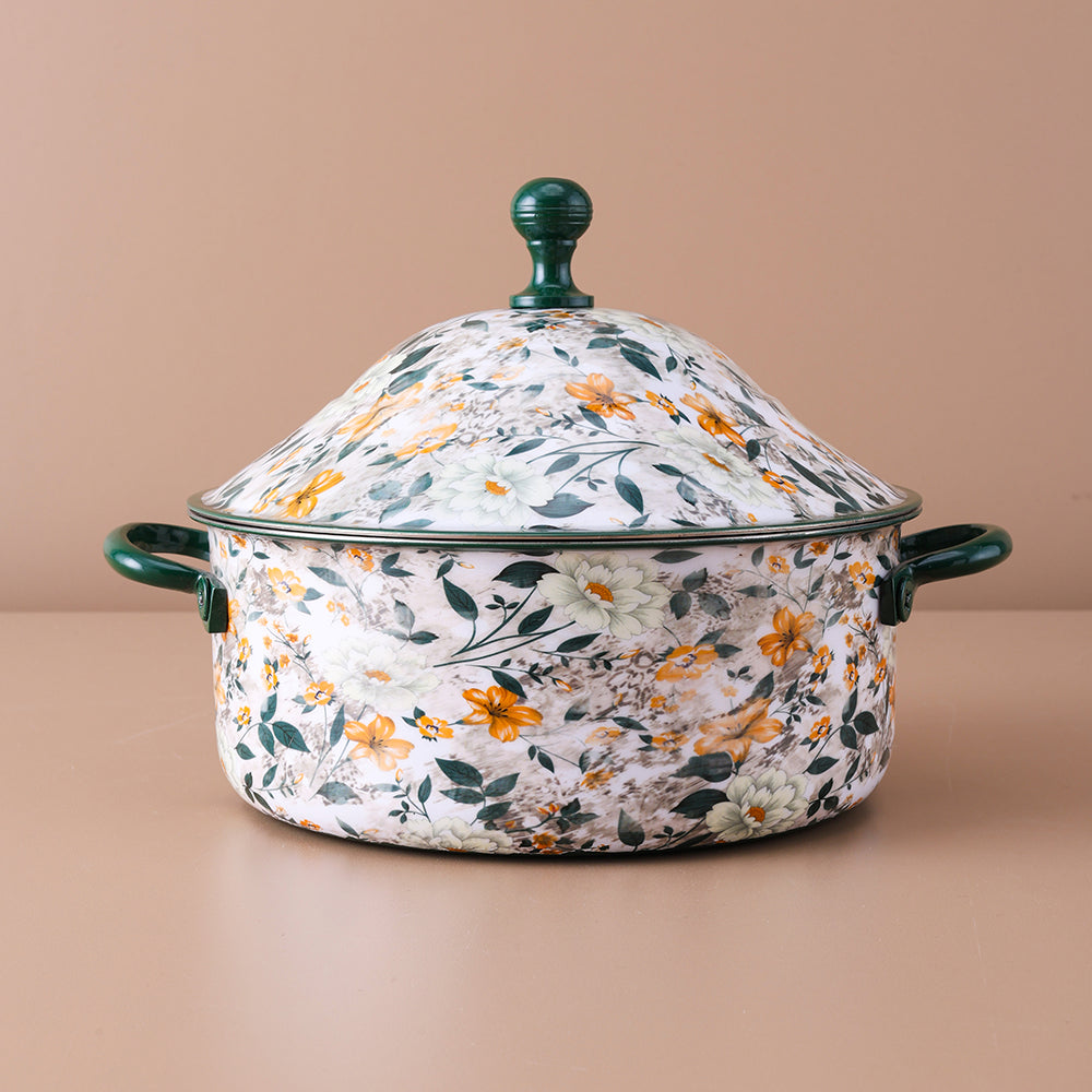 Green Leaf Flower Hot Pot with Lid 500 ML- Fancy Design