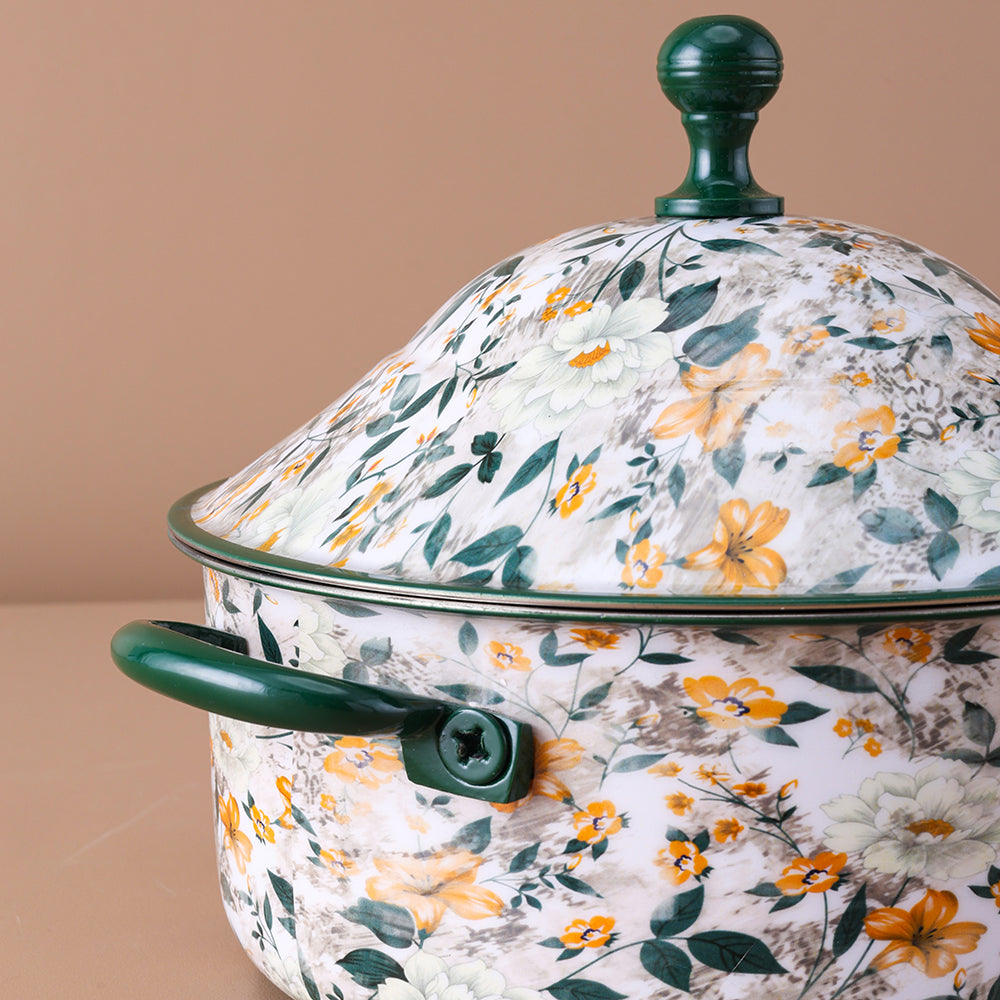 Green Leaf Flower Hot Pot with Lid 500 ML- Fancy Design