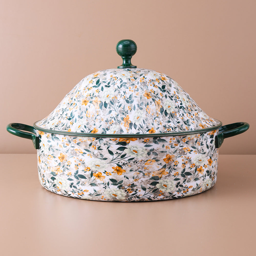 Green Leaf Flower Hot Pot with Lid 5000 ML- Fancy Design