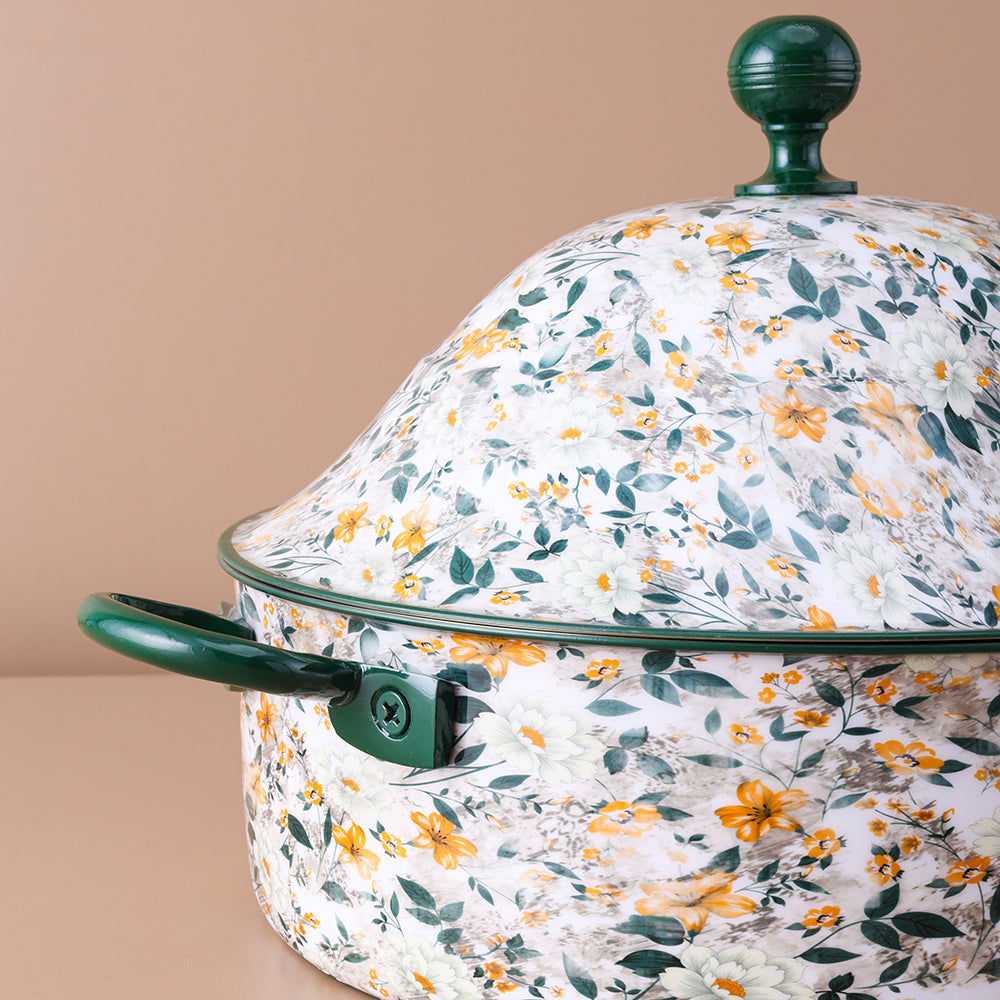 Green Leaf Flower Hot Pot with Lid 5000 ML- Fancy Design