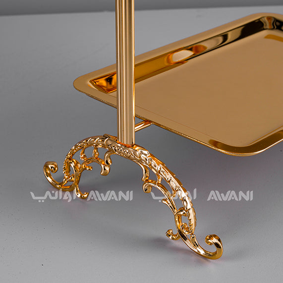 Luxury 2-Tier Gold Serving Stand – Elegant Rectangular Design