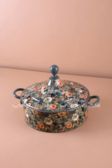 Floral Print Stainless Steel Hot Pot – 5000 ml