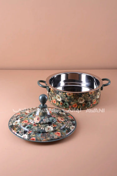Floral Print Stainless Steel Hot Pot – 5000 ml