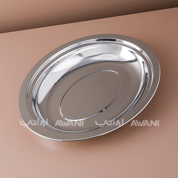 Premium Stainless Steel Oval Serving Dish with Lid – Silver with Gold Line - 40 Cm