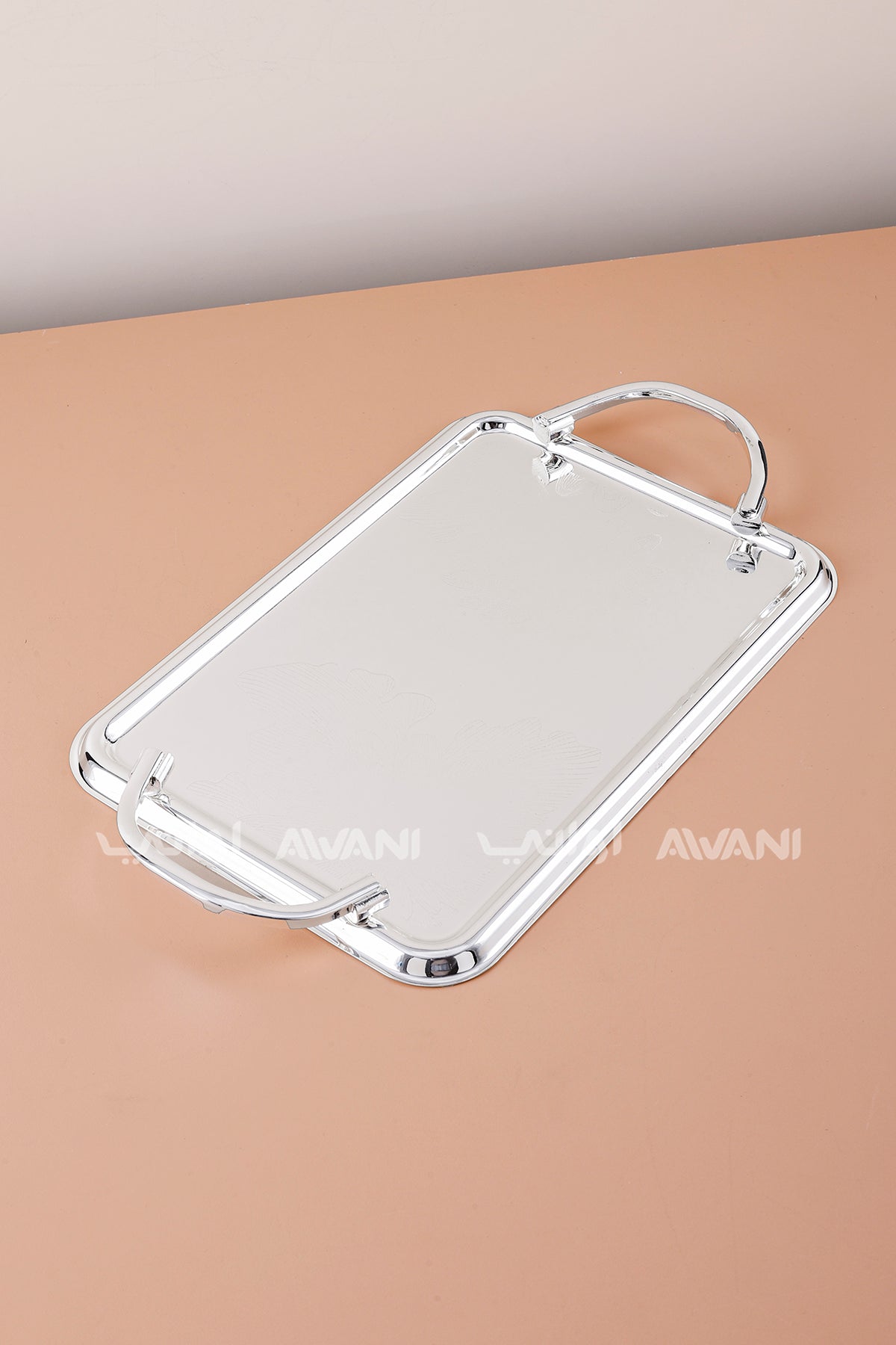 2 Pcs Luxury Silver Tray | Decorative Metal Serving Platter