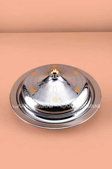Majlis Etched Cloche & Serving Tray - 35 Cm