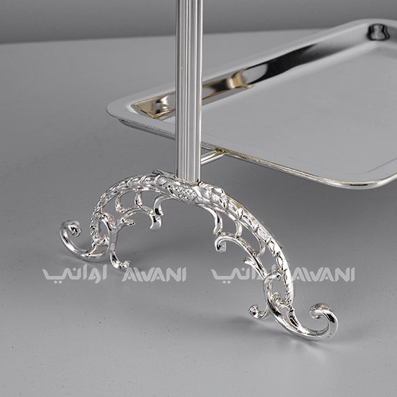 Luxury 3-Tier Silver Serving Stand – Elegant Rectangular Design